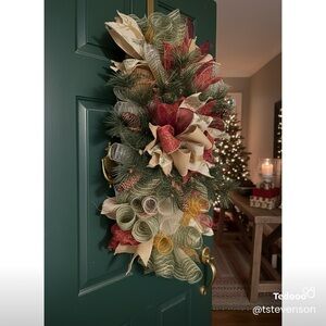 Festive Holiday swag with Red and Green Accents